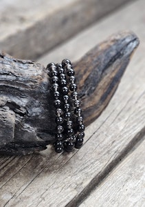 Obsidian (transparent), armband 6mm runda pärlor