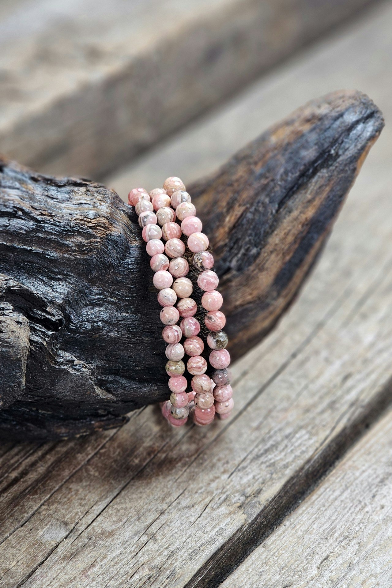 Rodokrosit, armband 5-6mm runda pärlor