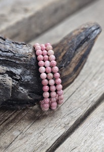 Rosa Rodonit, armband 6mm runda pärlor