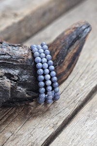 Tanzanit, armband 6mm runda pärlor