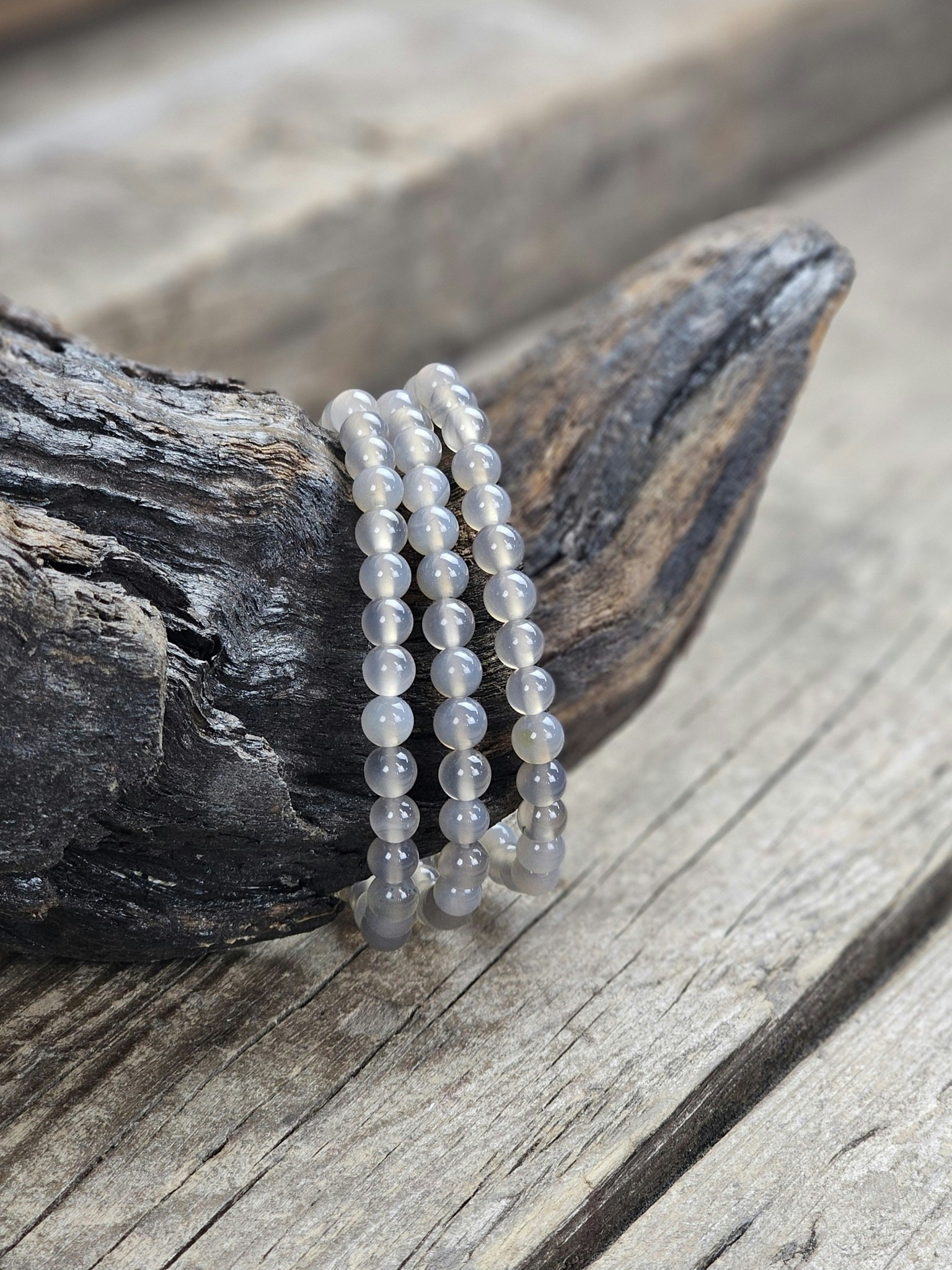 Agat, armband 6mm runda pärlor