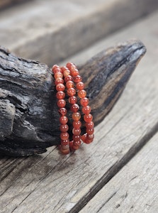 Karneol, armband 6mm runda pärlor