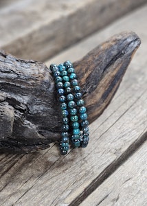 Krysokolla extra, armband 5-6mm runda pärlor
