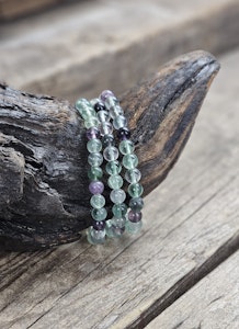 Fluorit, armband 6mm runda pärlor