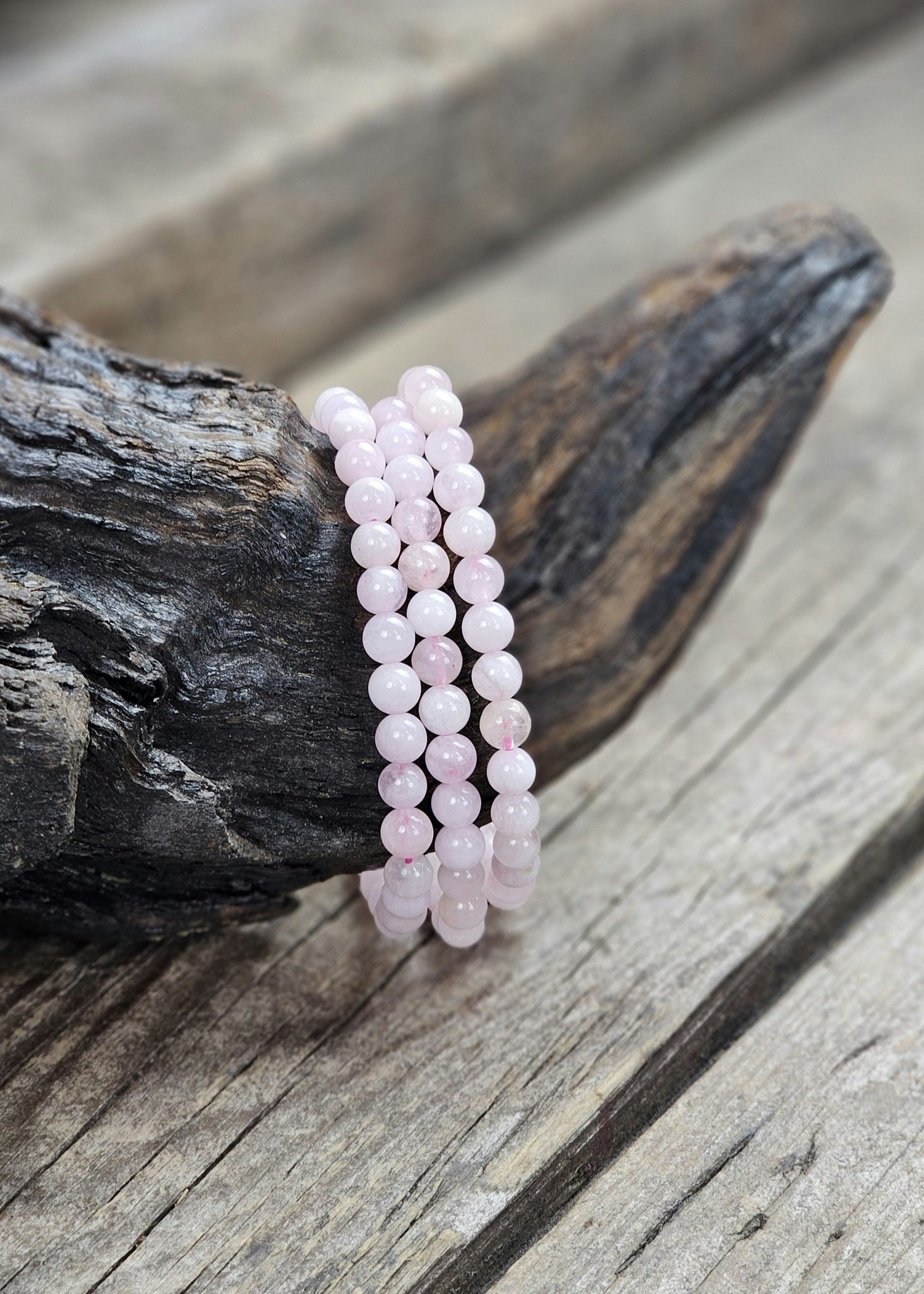Morganit (Rosa Beryll), armband 6mm runda pärlor