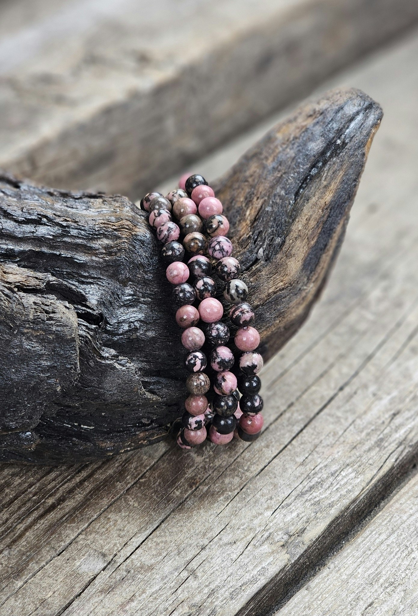 Rodonit, armband 6mm runda pärlor