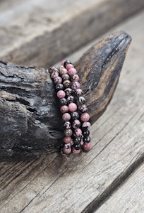 Rodonit, armband 6mm runda pärlor