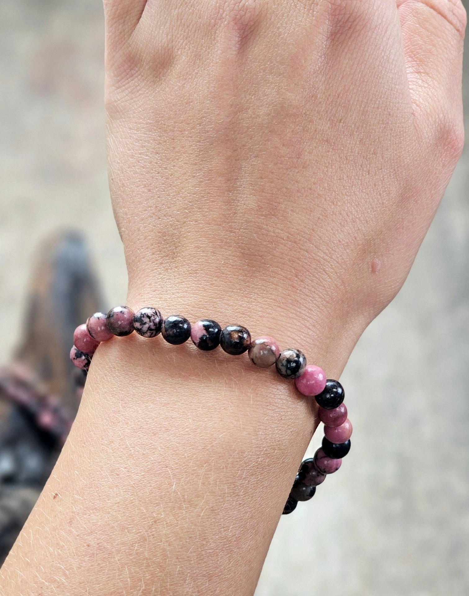 Rodonit, armband 6mm runda pärlor