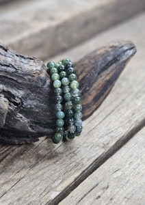 Mossagat, armband 6mm runda pärlor