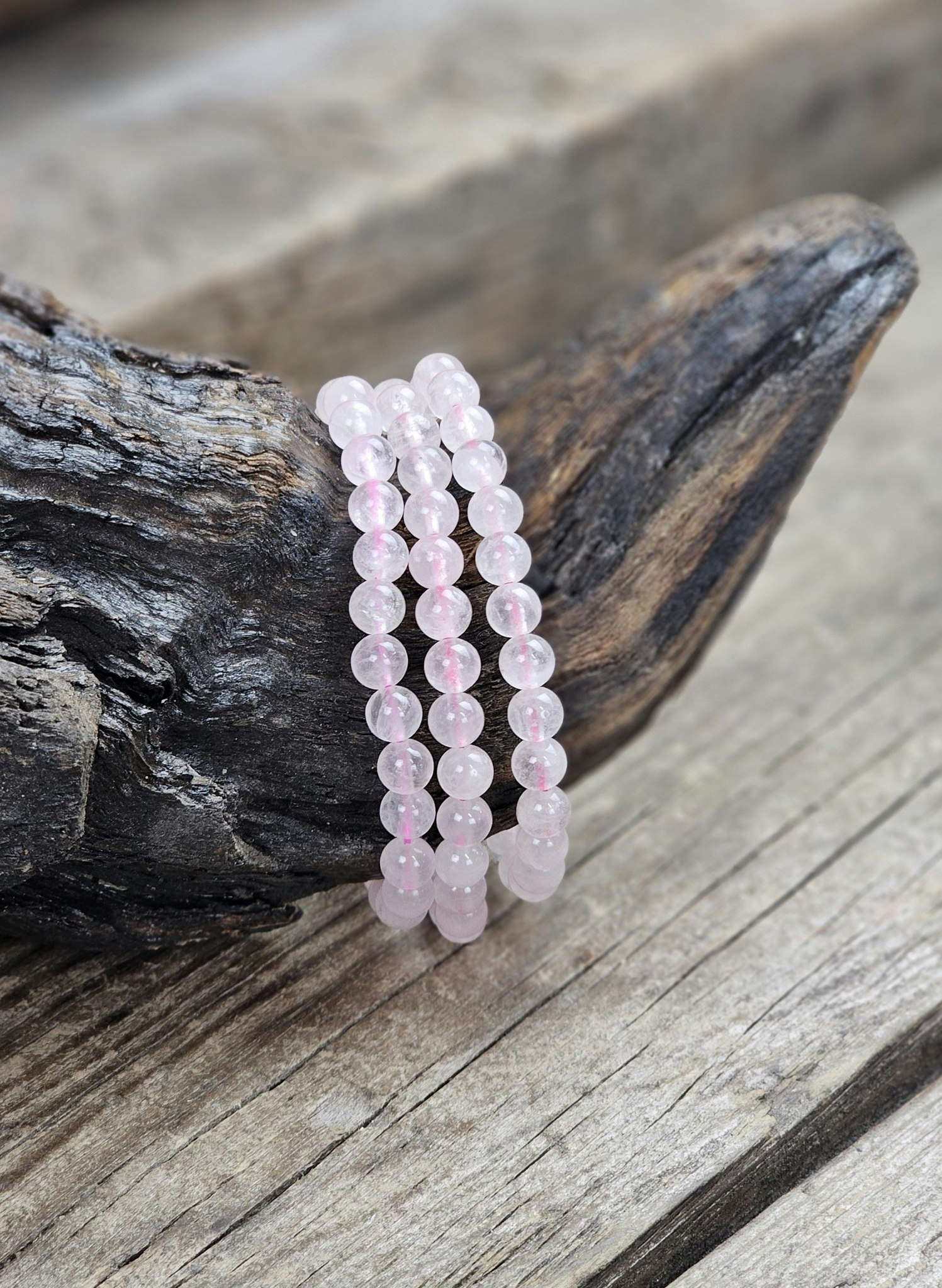 Rosenkvarts, armband 6mm runda pärlor