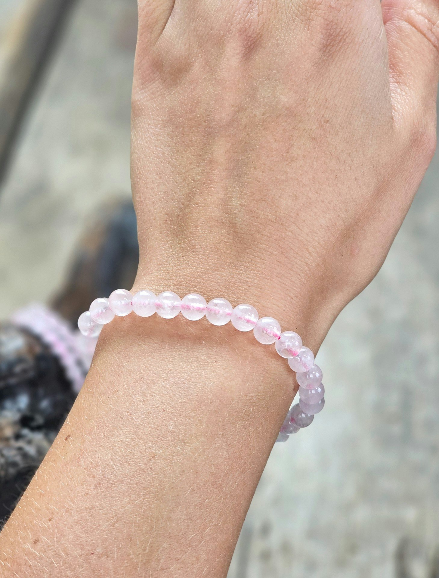 Rosenkvarts, armband 6mm runda pärlor