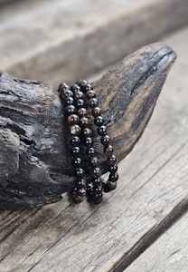 Biotit (Mica), armband 6mm runda pärlor