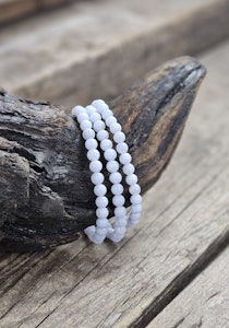 Blå Kalcedon, armband 6mm runda pärlor