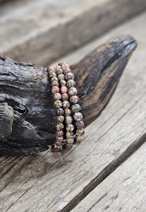 Leopardjaspis, armband 6mm runda pärlor