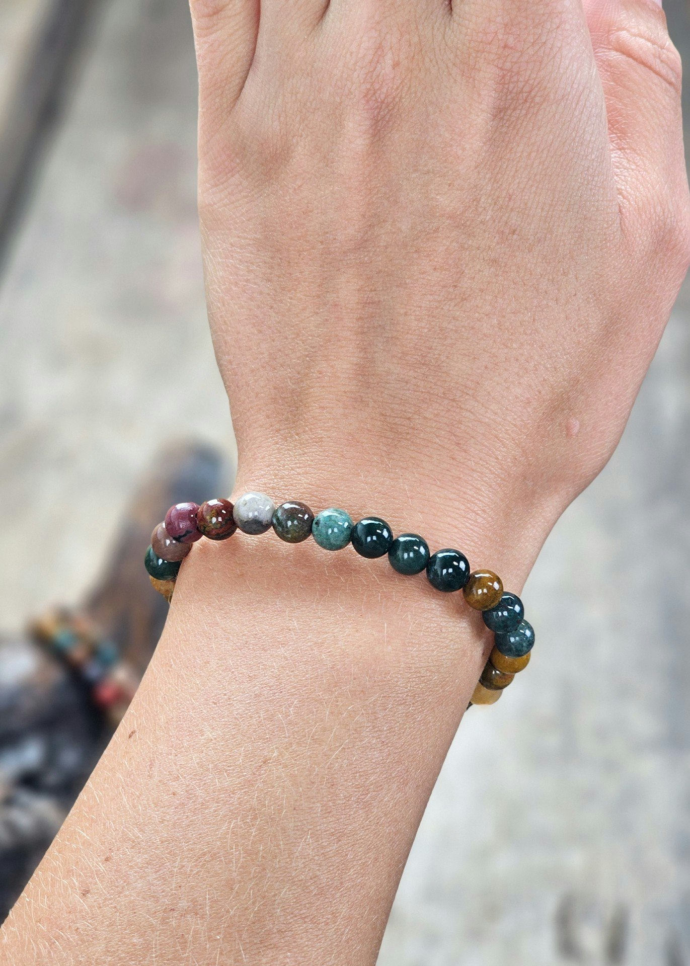 Oceanjaspis, armband 6mm runda pärlor