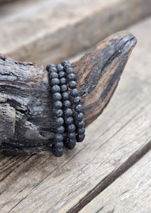 Lavasten, armband 6mm runda pärlor