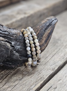 Dendrit Agat, armband 6mm runda pärlor