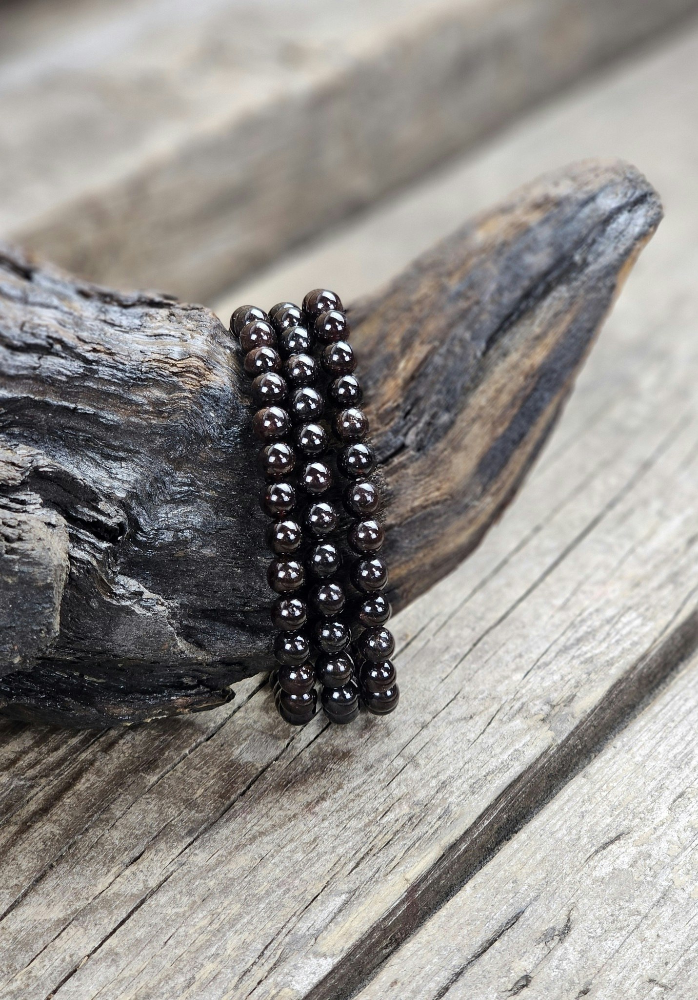 Granat mörk, armband 6mm runda pärlor