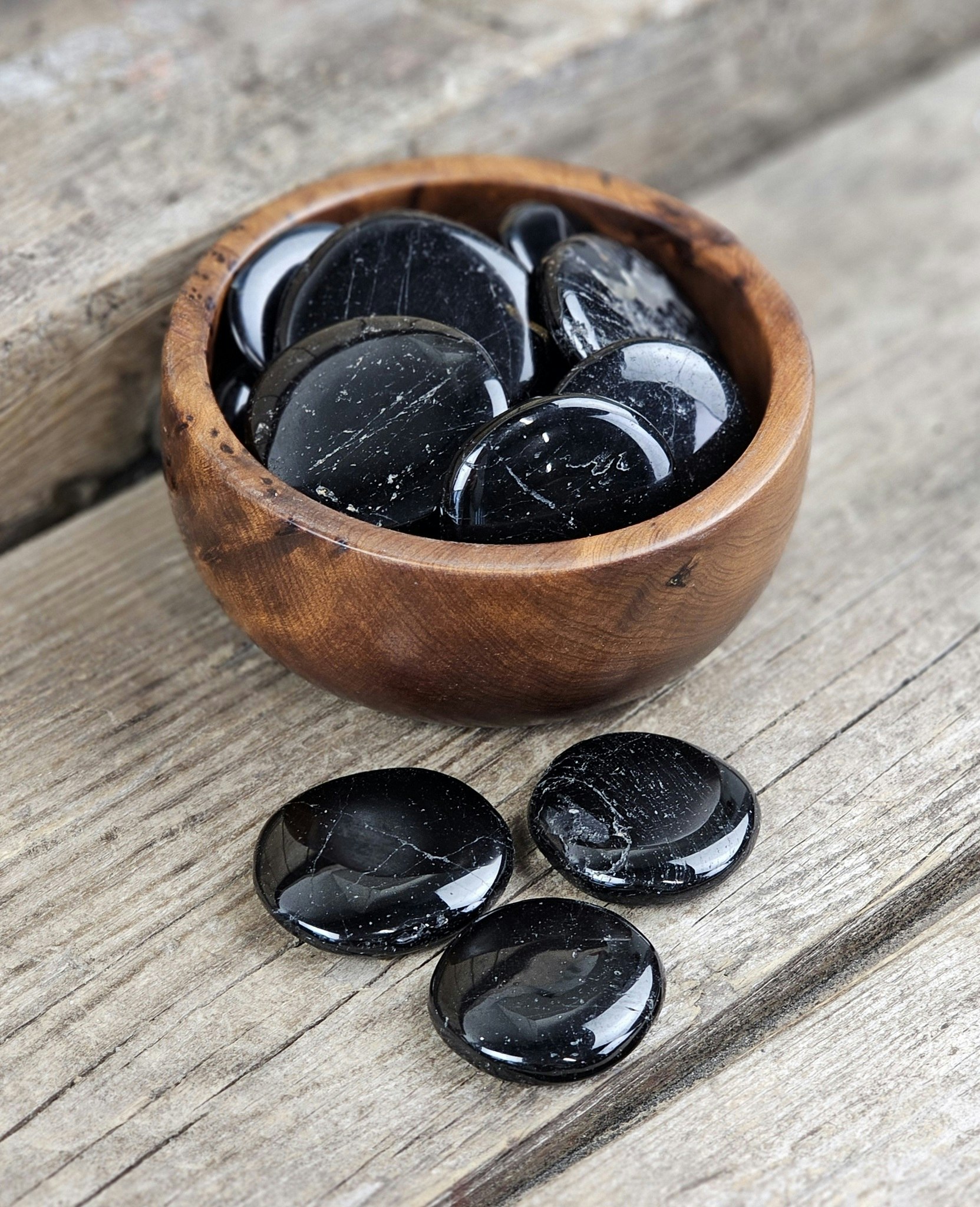 Svart Turmalin platta, touchstone