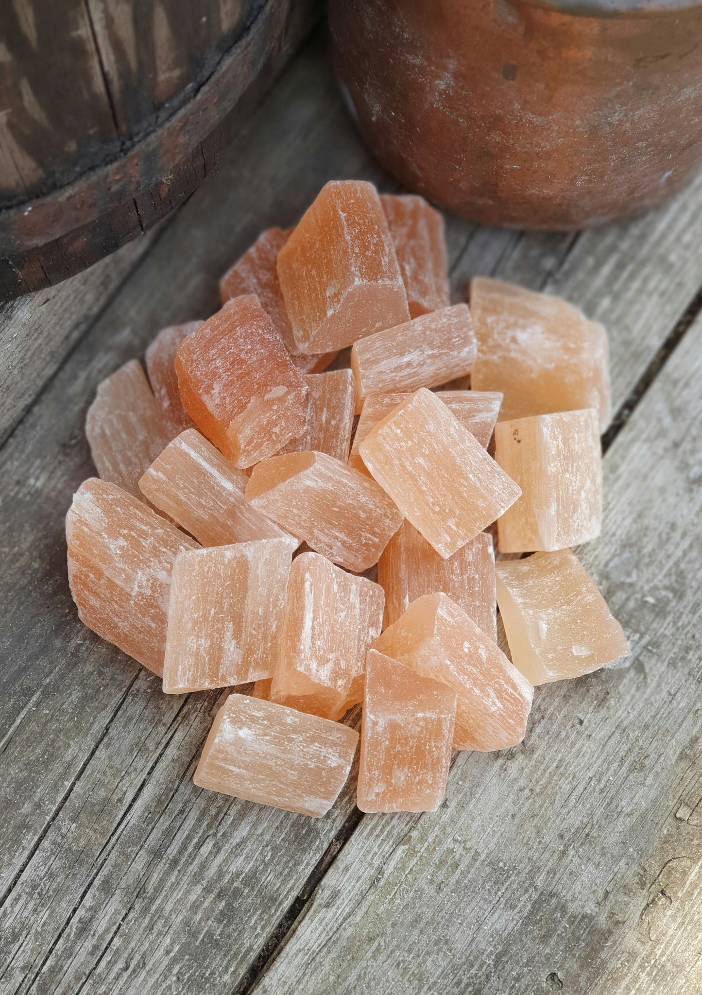 Orange/Rosa Selenit, rå