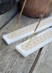 Vit Selenitplatta, Flower Of Life rökelsehållare