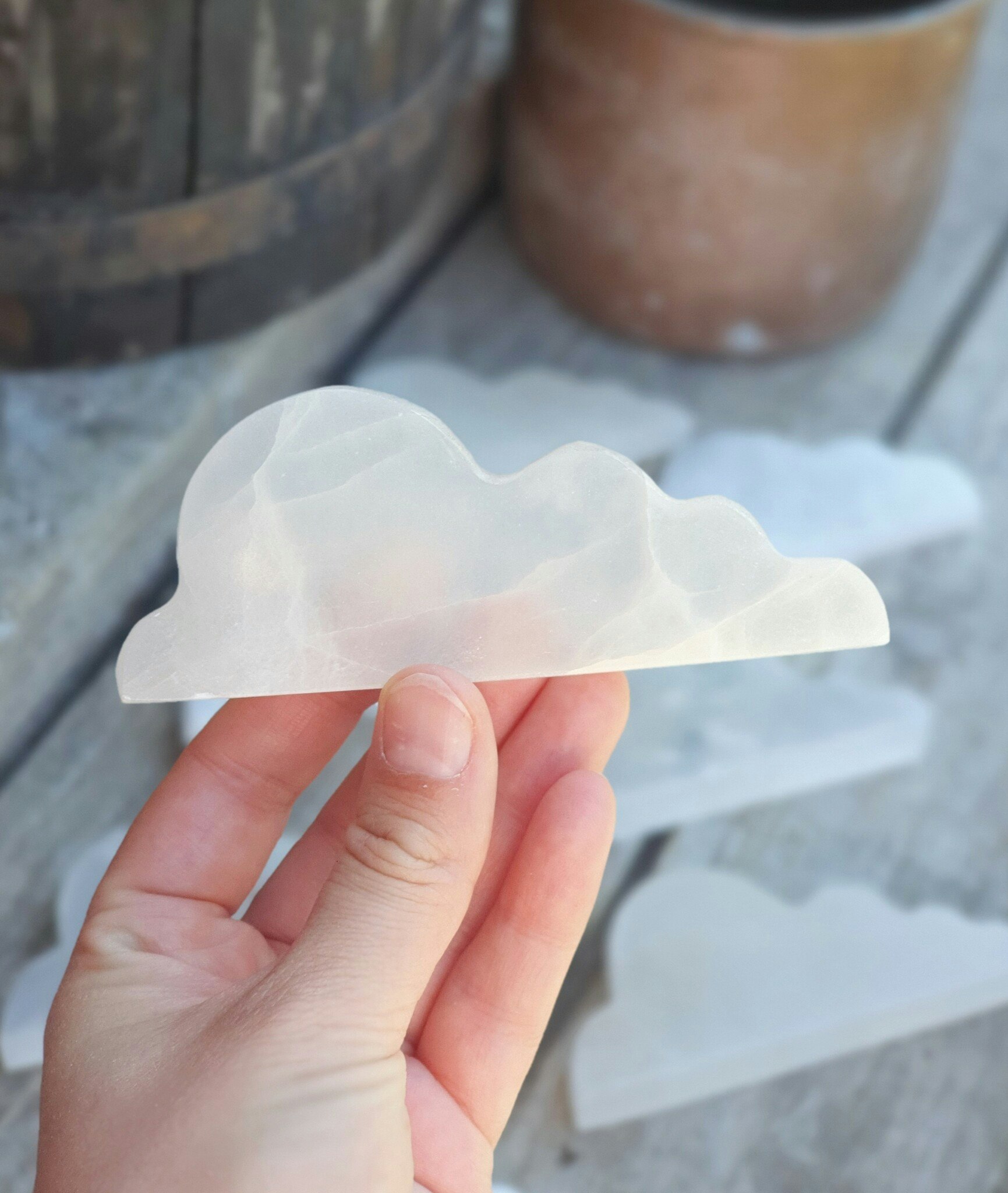 Vit Selenit, moln (laddningsplatta) 12 cm