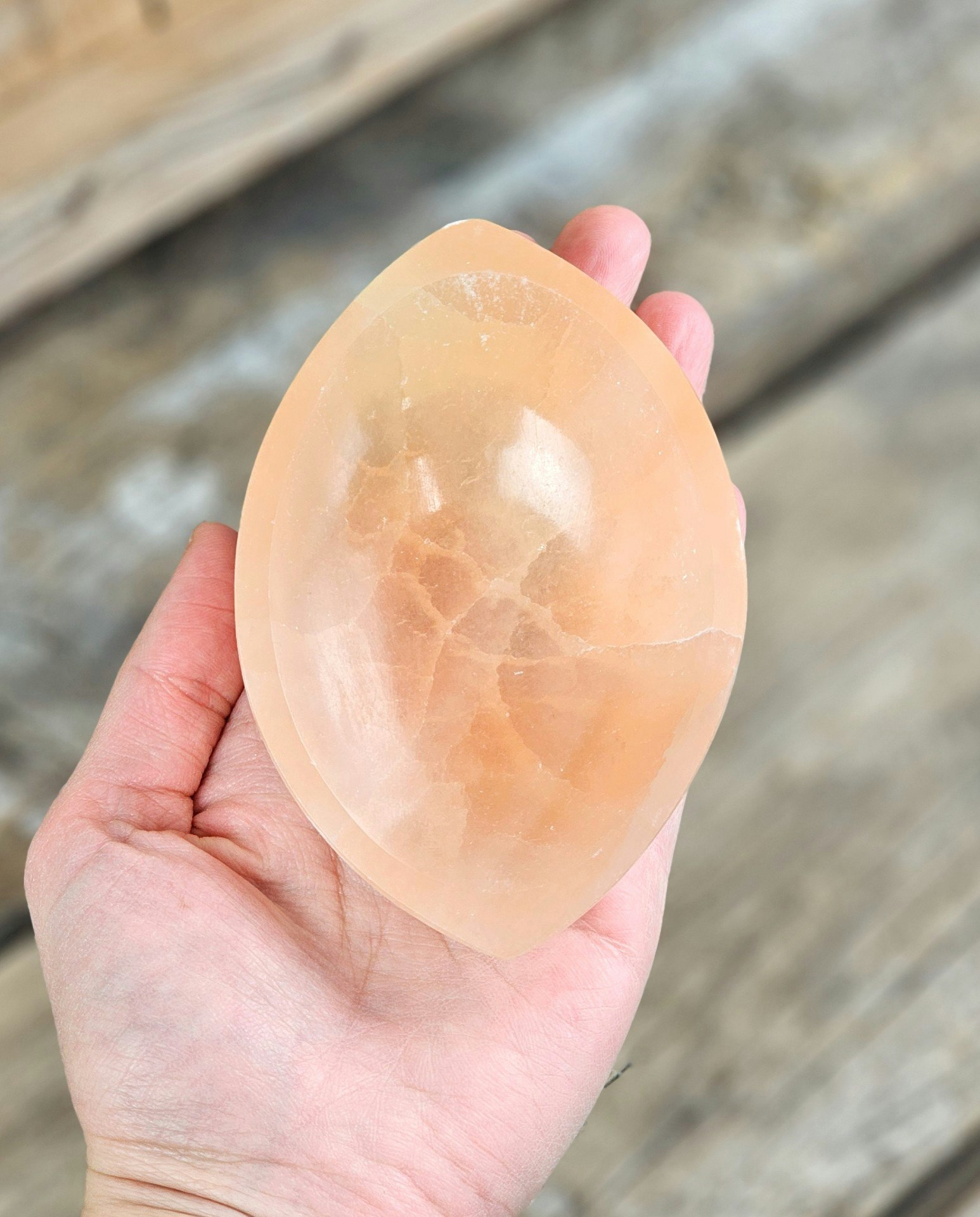 Orange Selenit, oval skål 10 cm