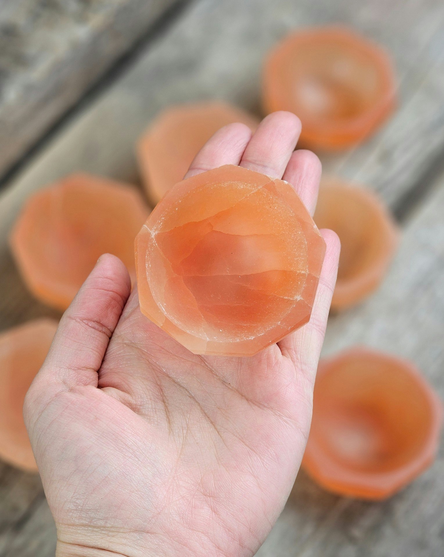 Orange Selenit, liten oktagon skål