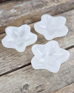 Vit Selenit, blomma skål 10 cm
