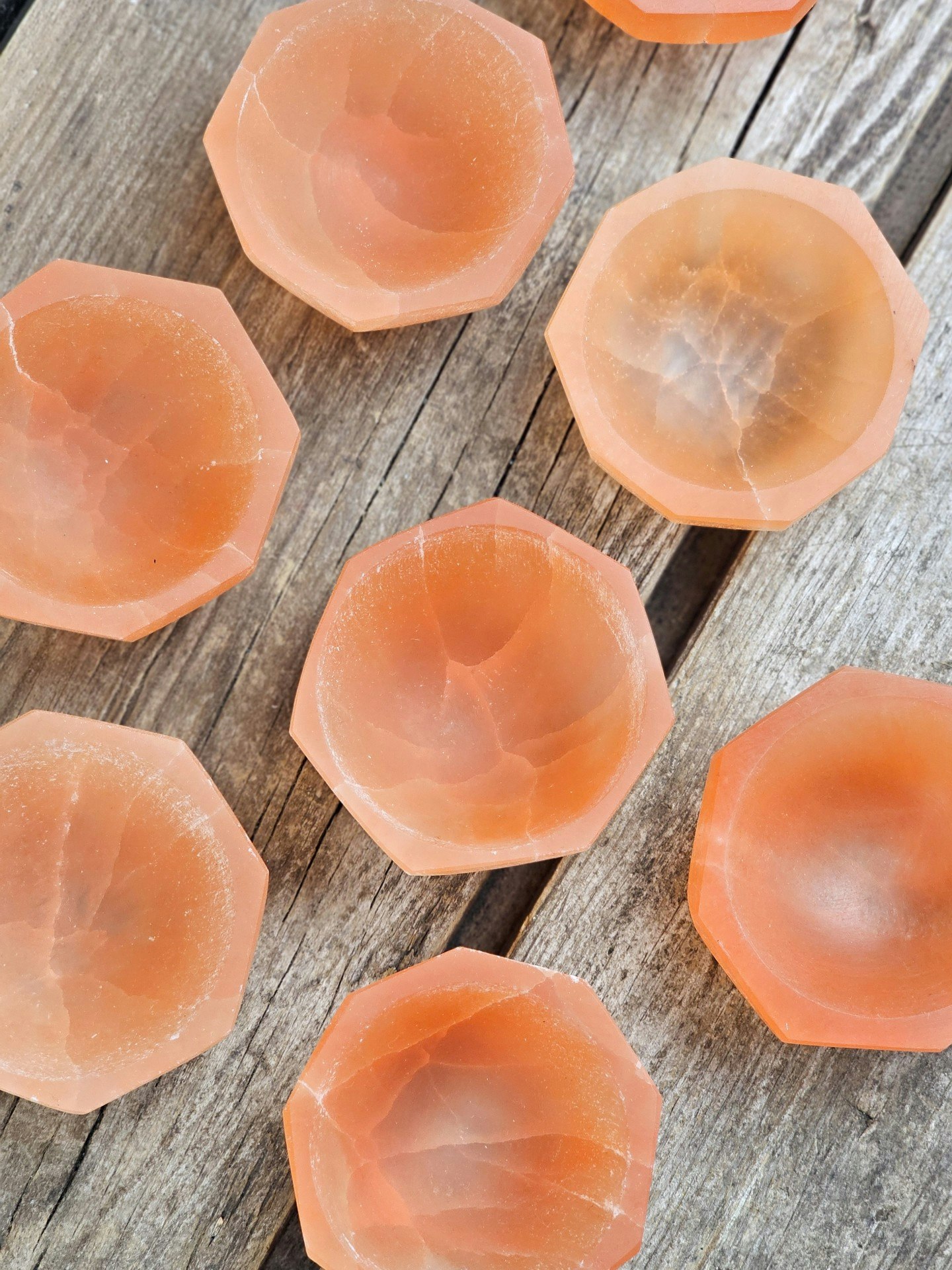 Orange Selenit, liten oktagon skål