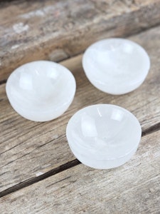 Vit Selenit, liten rund skål 8 cm