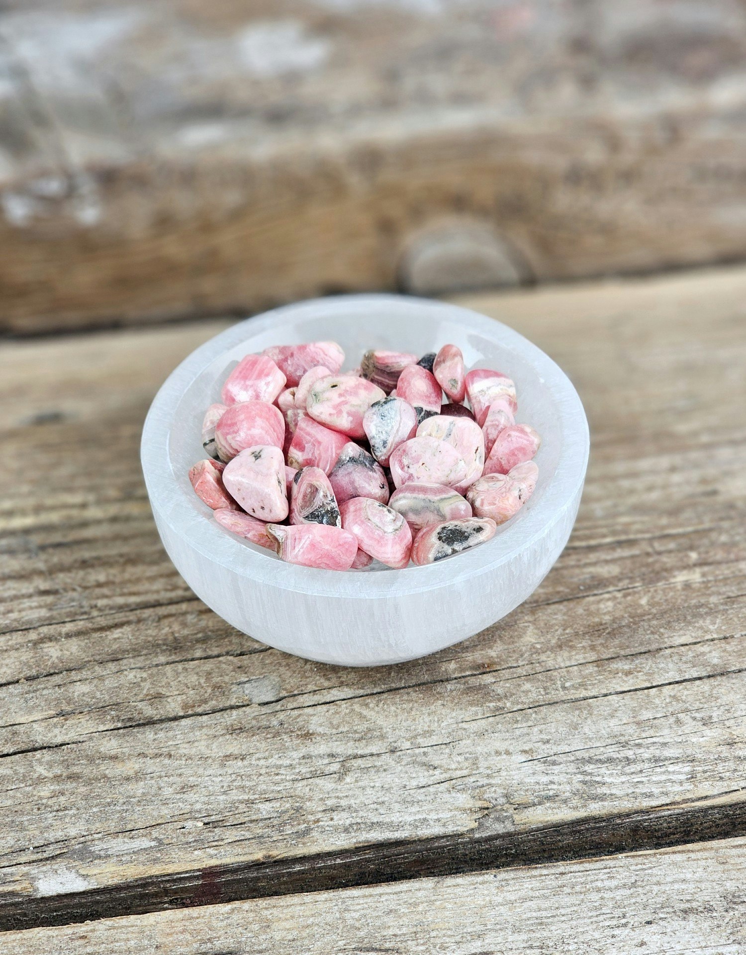 Vit Selenit, liten rund skål 8 cm