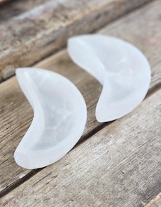 Vit Selenit, extra stor måne skål 15 cm