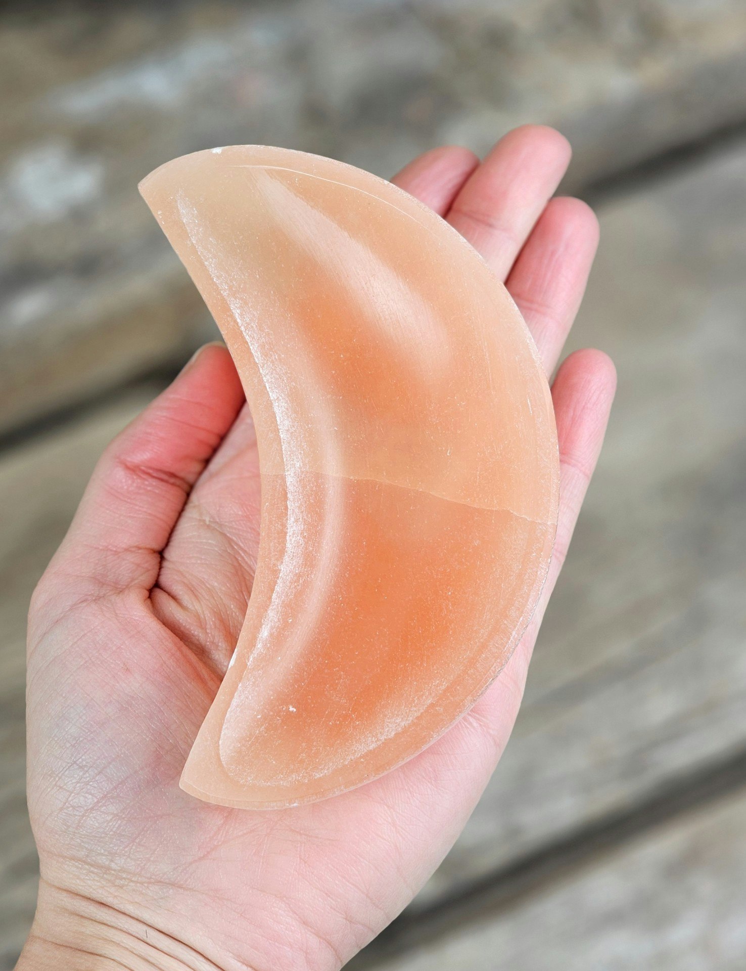 Orange Selenit, måne skål 12 cm