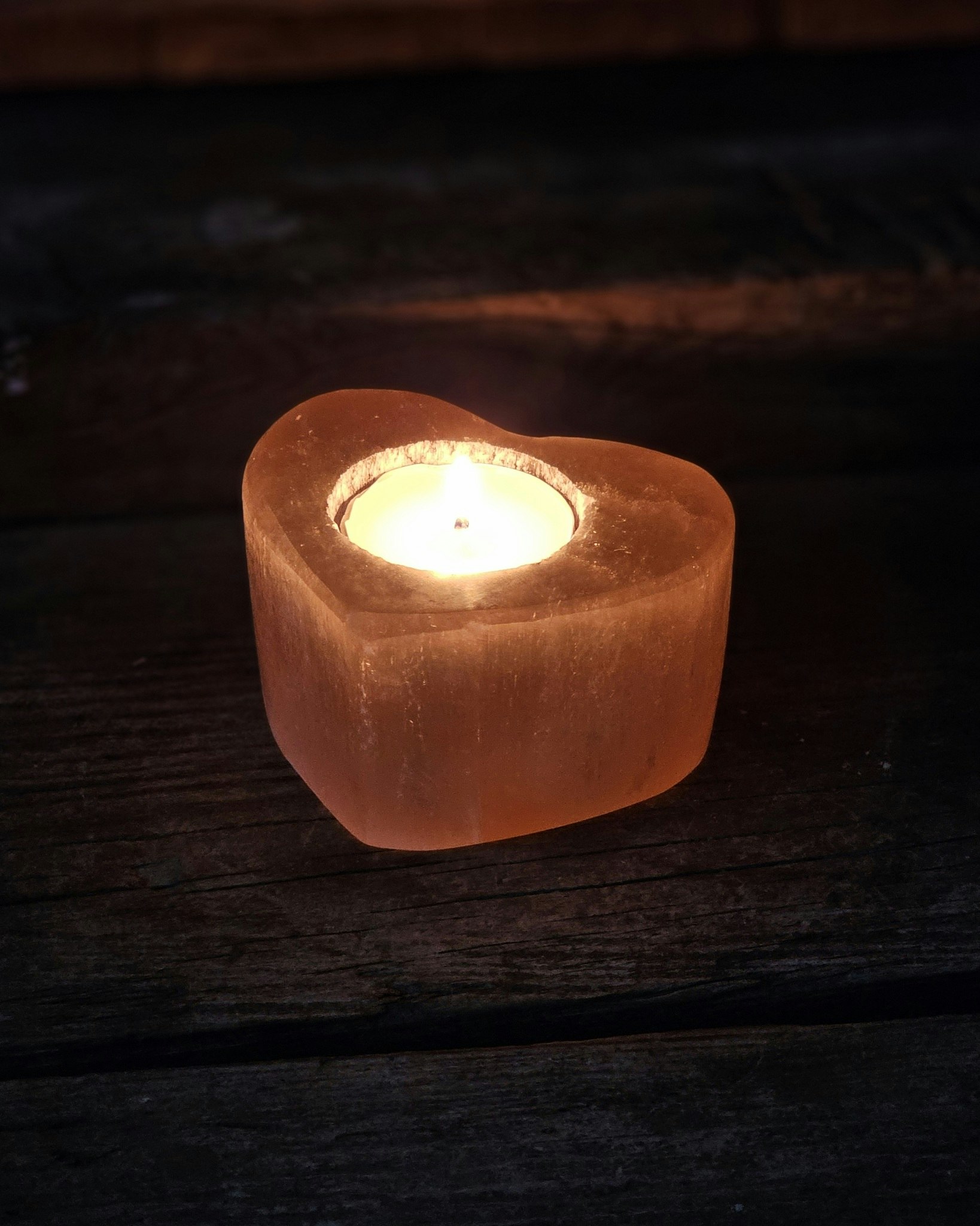 Orange Selenit, ljuslykta hjärta