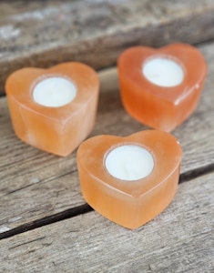 Orange Selenit, ljuslykta hjärta