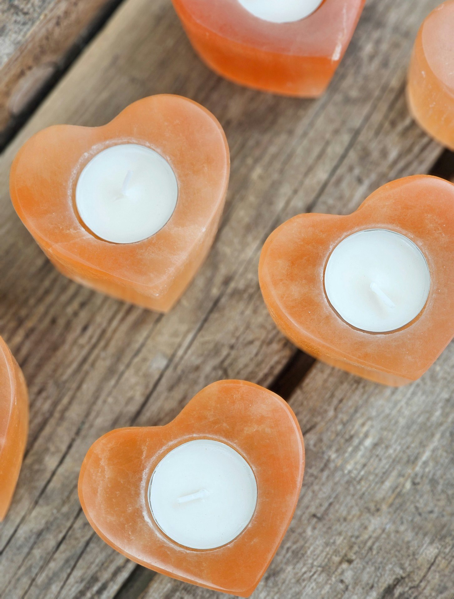 Orange Selenit, ljuslykta hjärta