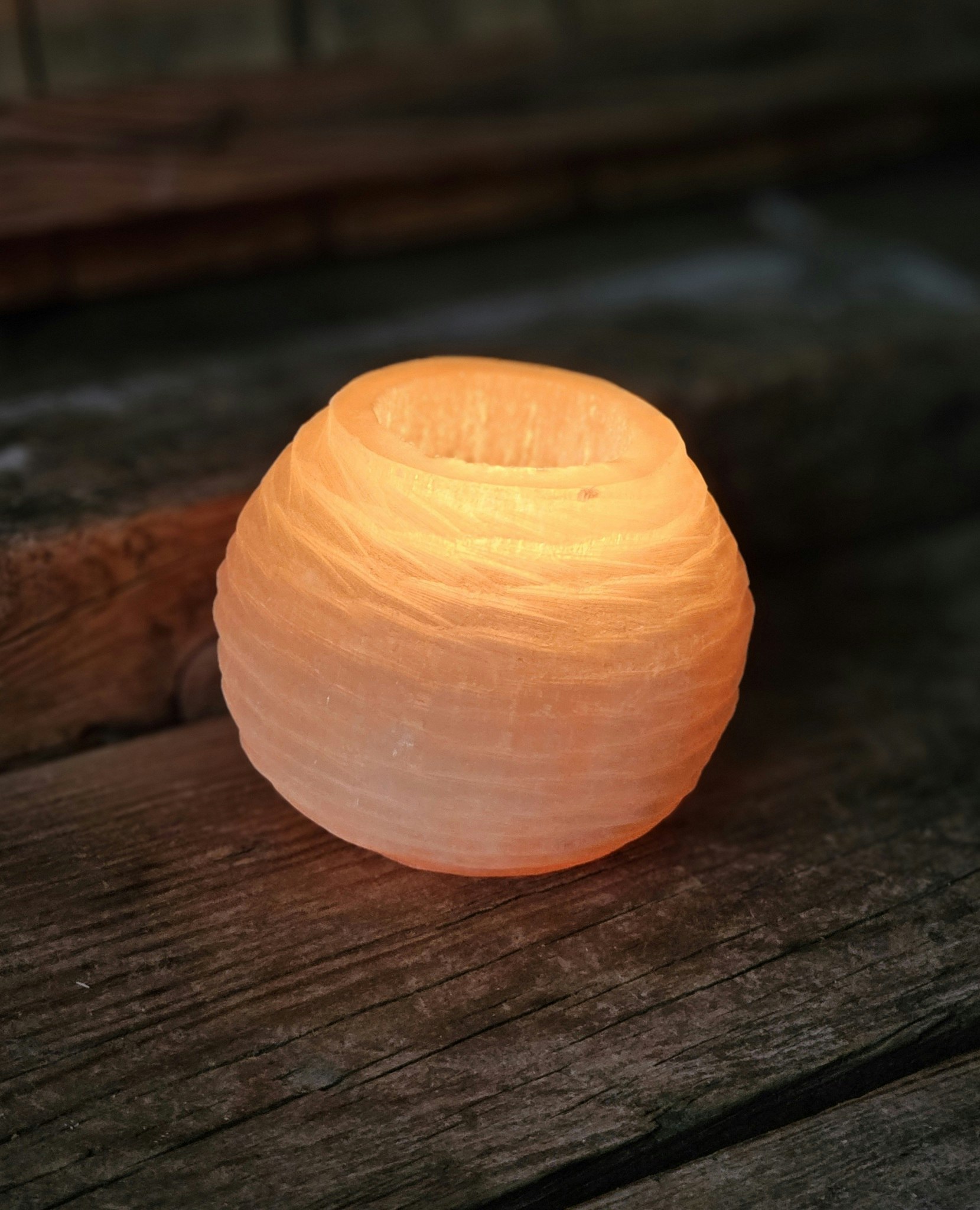 Orange Selenit, ljuslykta klot