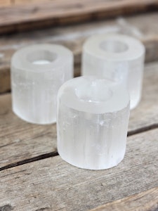 Vit Selenit, ljuslykta 8 cm