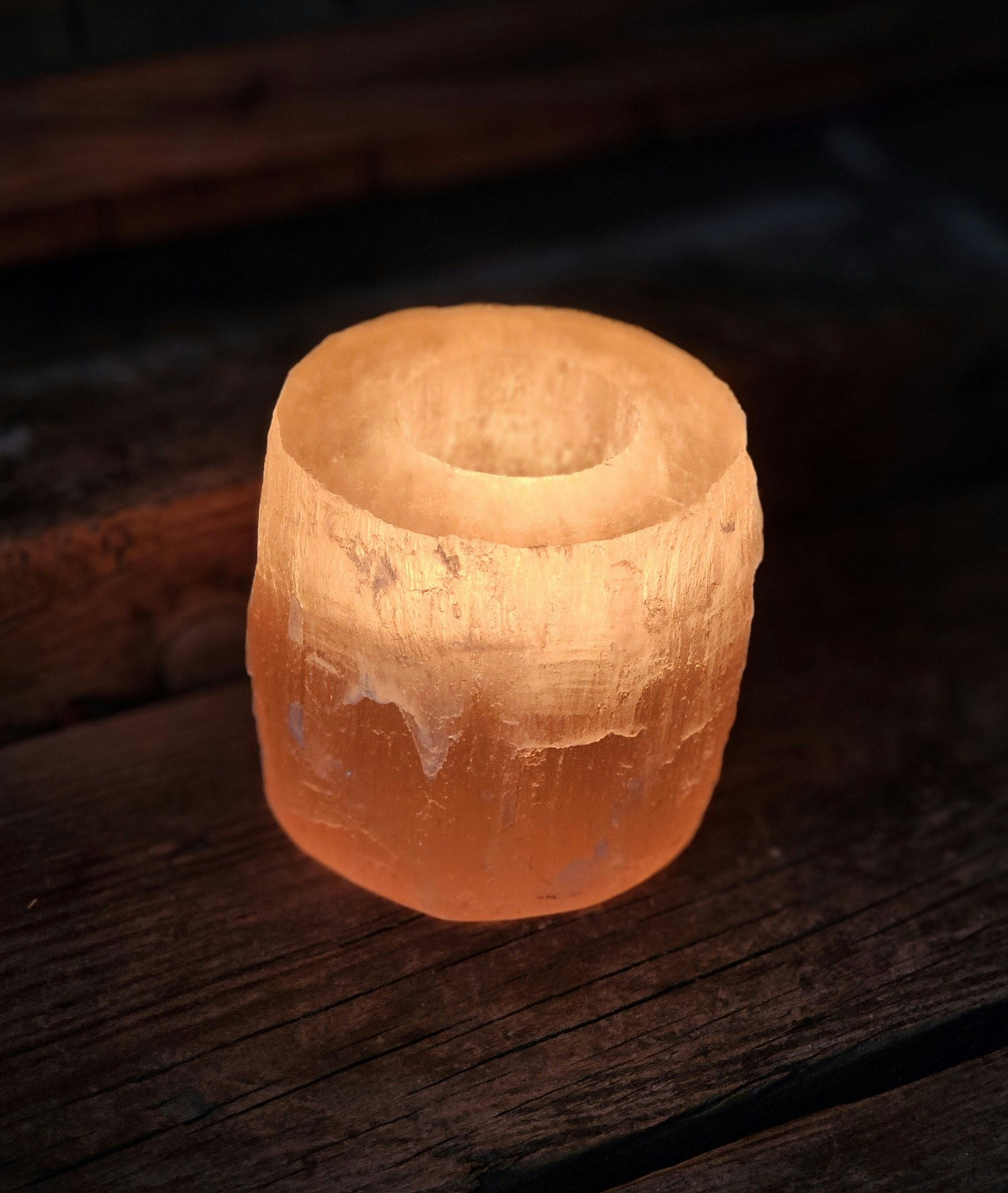 Orange Selenit, rå ljuslykta