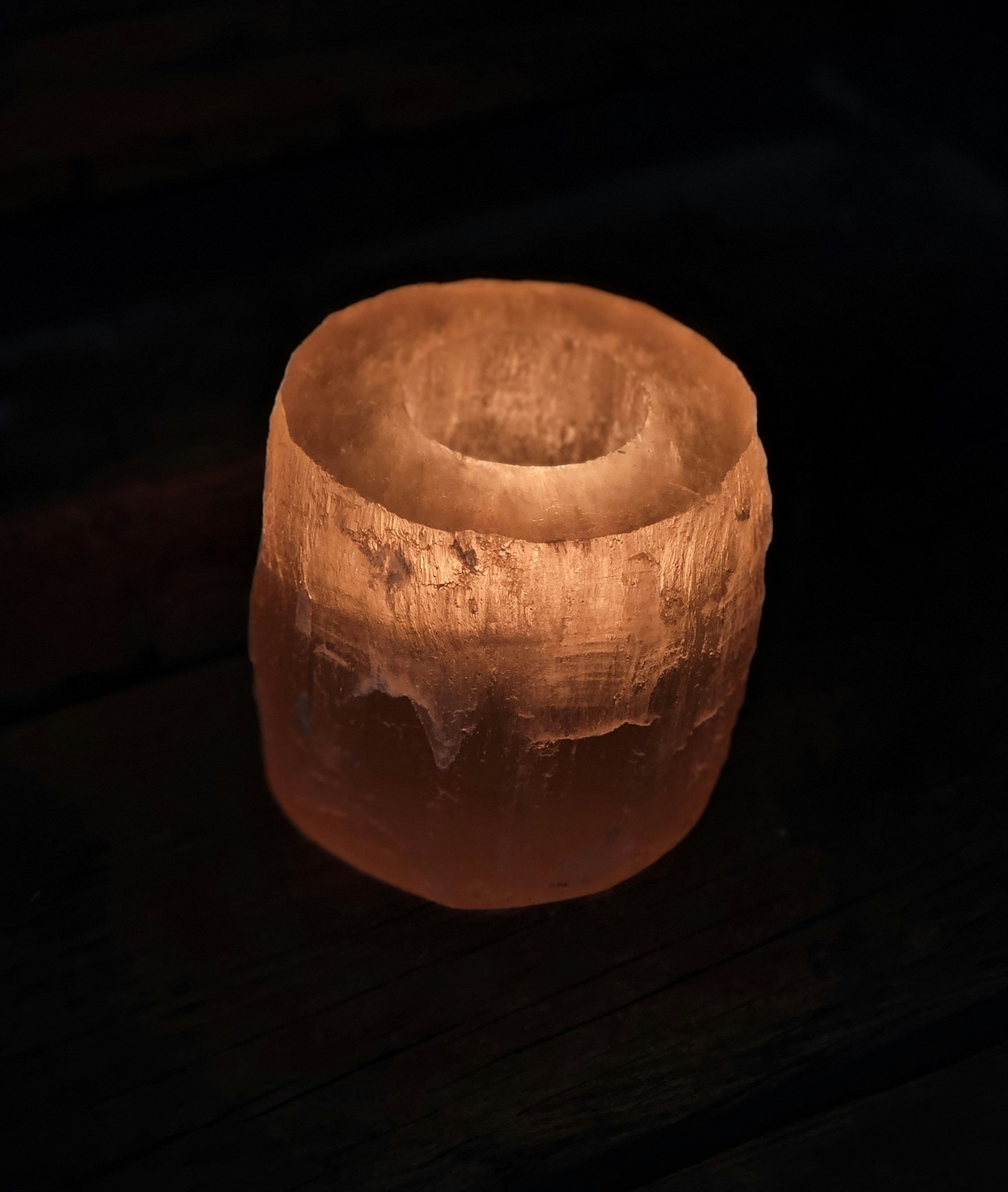 Orange Selenit, rå ljuslykta