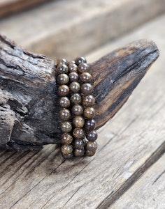 Bronzit, armband 8mm runda pärlor