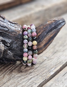Vattenmelon Turmalin, armband 8mm runda pärlor