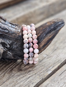 Rosa Opal, armband 8mm runda pärlor