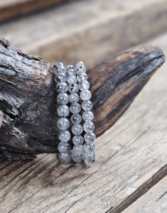 Rutilkvarts (Svart Turmalin) extra, armband 8mm runda pärlor