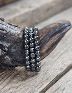 Hematit, armband 8mm runda pärlor