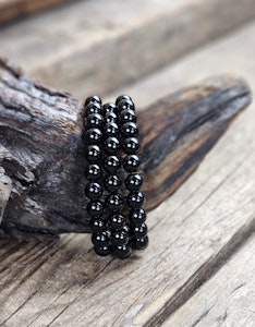 Svart Obsidian, armband 8mm runda pärlor