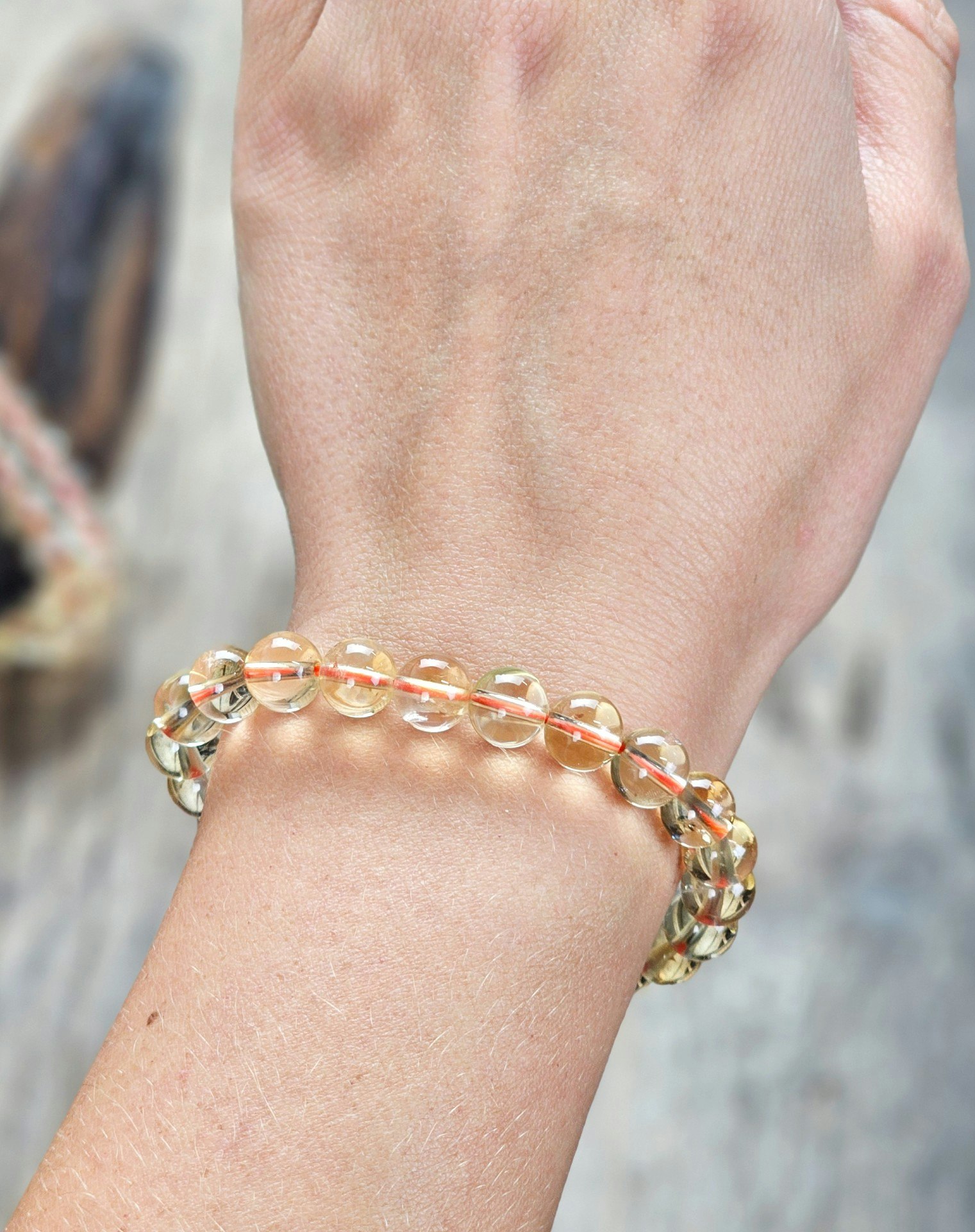 Naturlig Citrin extra, armband 8mm runda pärlor
