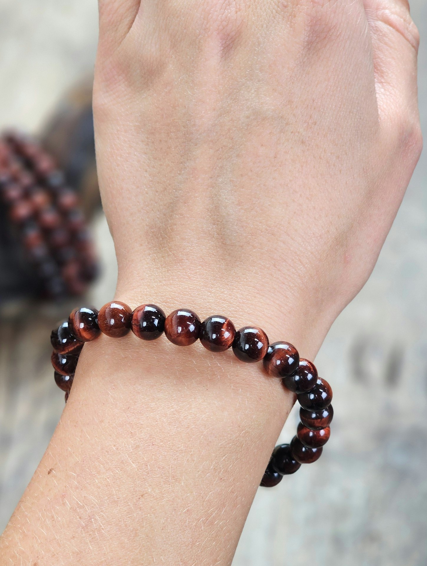 Oxöga, armband 8mm runda pärlor
