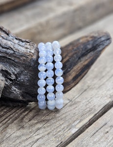 Blå Kalcedon, armband 8mm runda pärlor